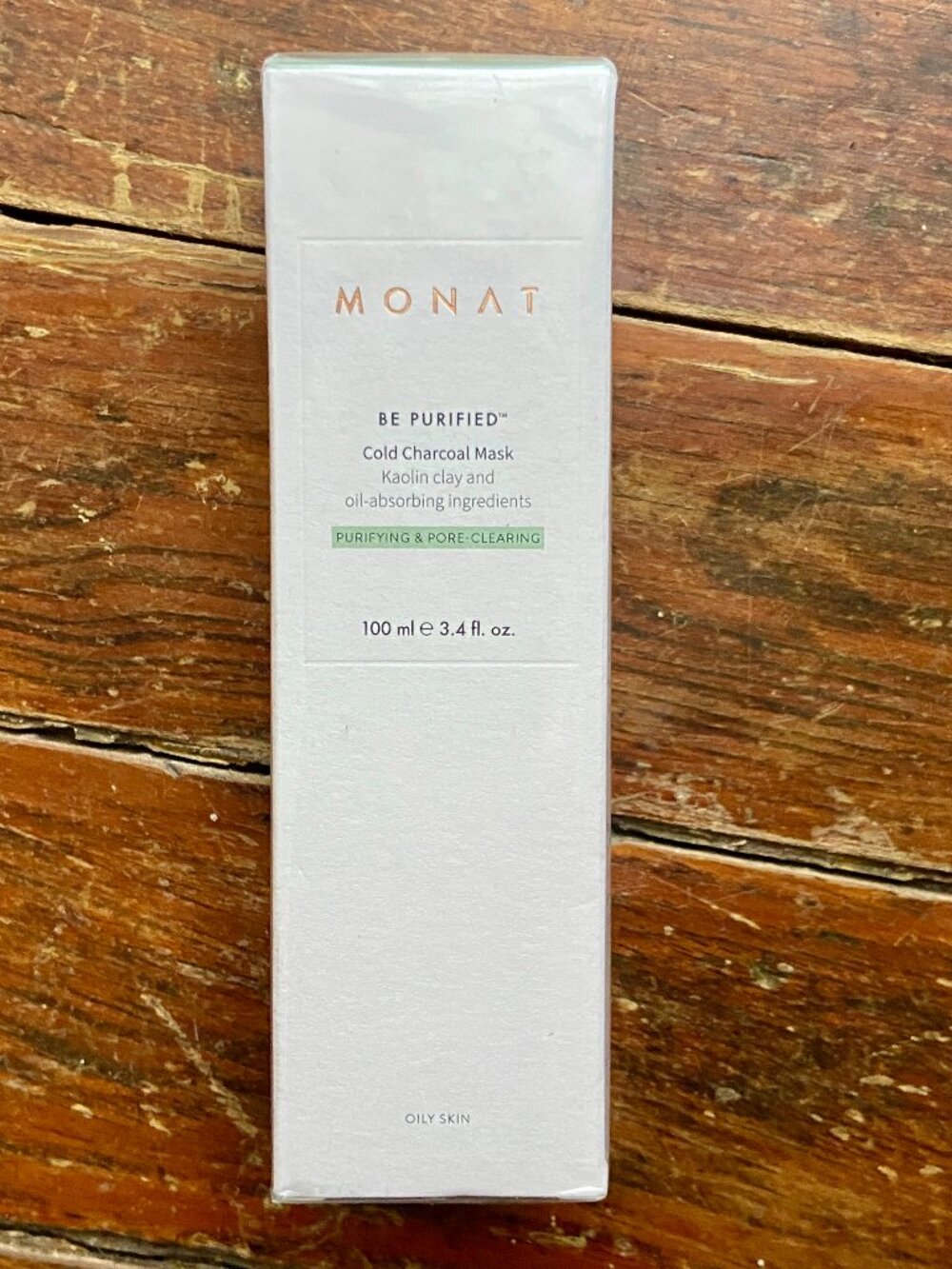 NIB Monat Be Purified Cold Charcoal Mask 3.4 oz / 100 mL Oily Skin New Sealed